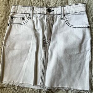 Black Lined White High Waisted Denim Mini Skirt